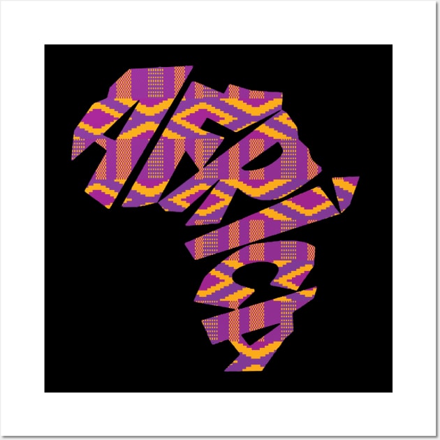 Africa Map with Kente Pattern, African Style Wall Art by kentevibes